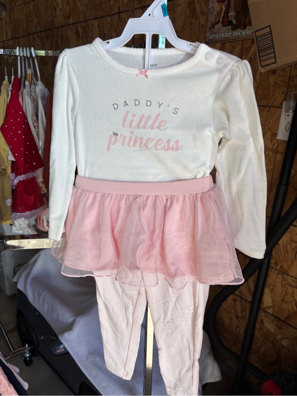 Carter's White and Pink "Daddy's Little Princess" Tutu Top & Leggings Set